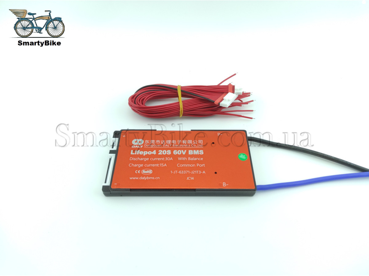 BMS LiFePo4 20s 30а симетрична з балансуванням